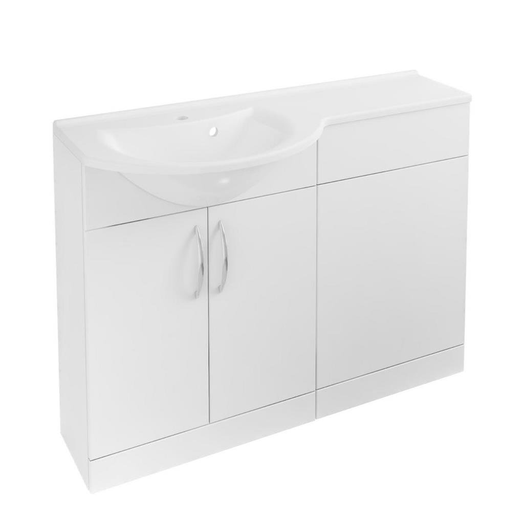 Eastbrook Lyegrove 2 Door Combination Bathroom Furniture Unit - 1100mm Wide - 1 TH - Gloss White
