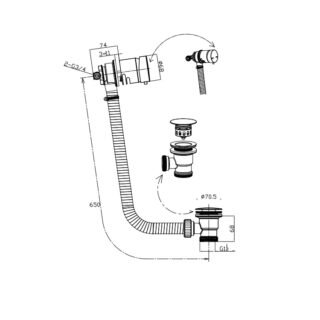 Eastbrook Overflow Bath Filler With Push Button Waste - Image 5