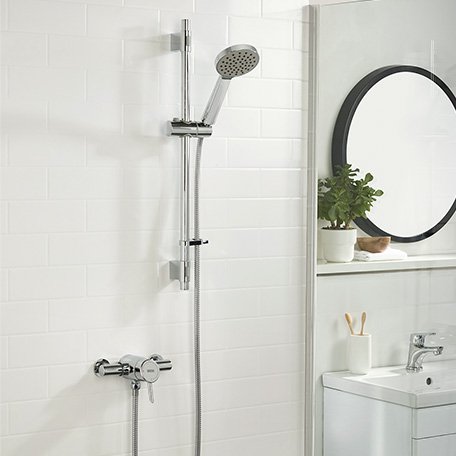 Bristan Acute 1 Outlet Thermostatic Exposed Shower Valve with Riser Kit Chrome - Image 2
