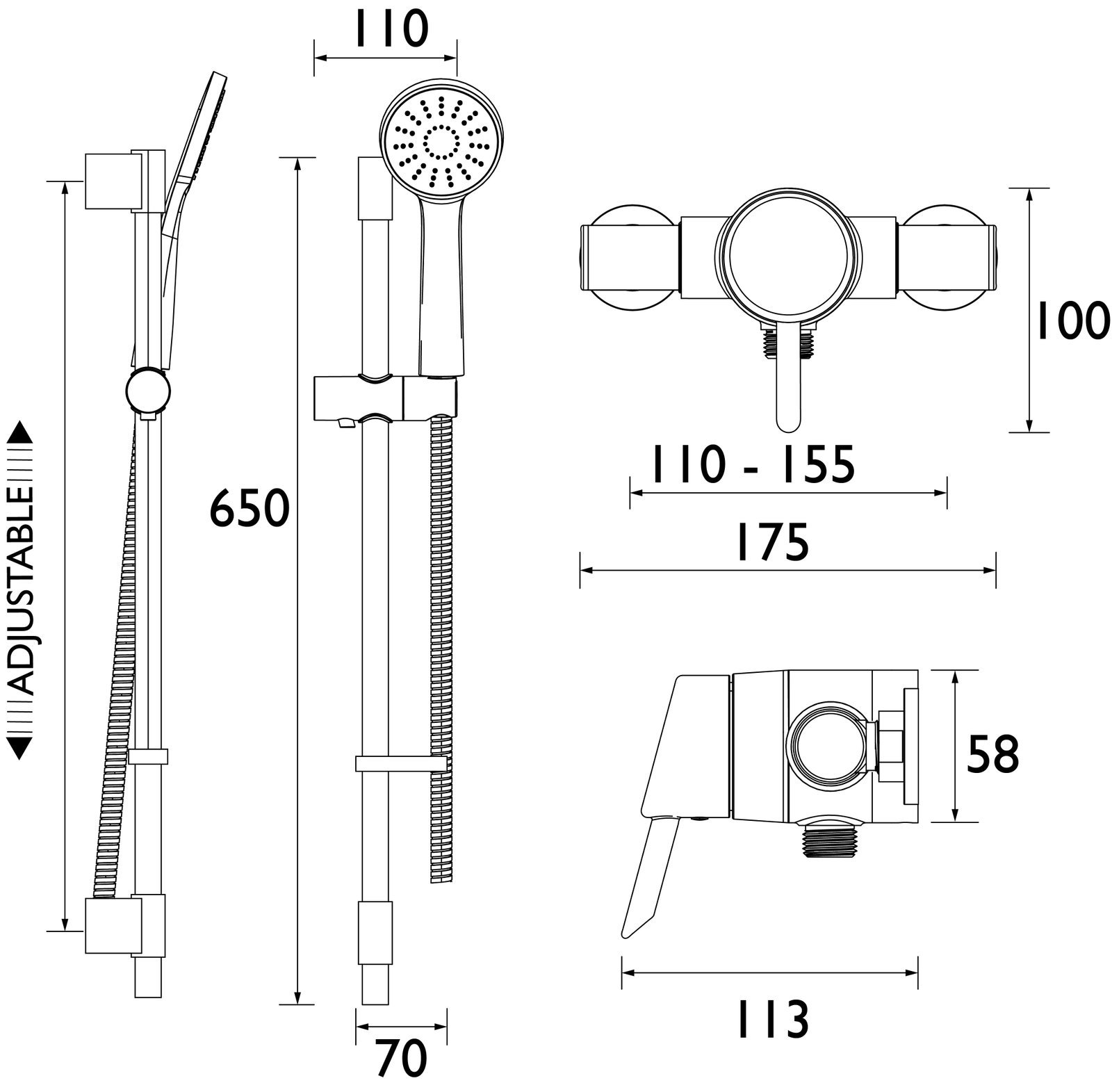 Bristan Acute 1 Outlet Thermostatic Exposed Shower Valve with Riser Kit Chrome - Image 3