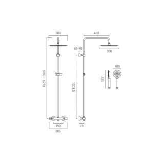 Vado Aquablade 2 Outlet Round Exposed Thermostatic Adjustable Shower Kit - Chrome - Image 3