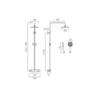 Vado Atmosphere 2 Outlet Round Exposed Thermostatic Adjustable Shower Kit - Chrome - Image 3