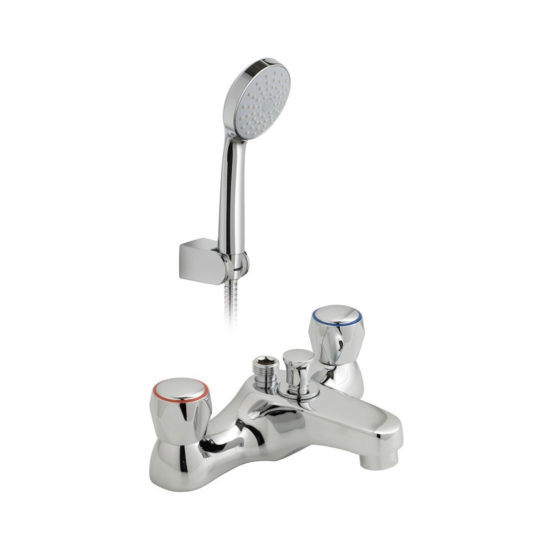 Vado Astra Knob Deck Mounted Bath Shower Mixer Tap - Chrome