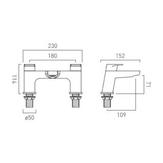 Vado Ava 2 Hole Deck Mounted Mono Bath Filler - Chrome - Image 3