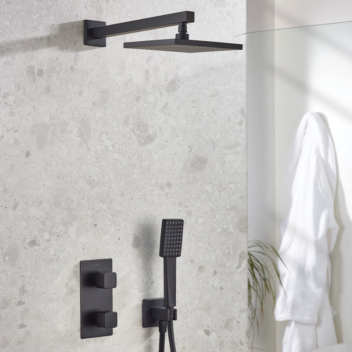 Bristan Cobalt 2 Outlet Concealed Shower Pack - Black - Image 2