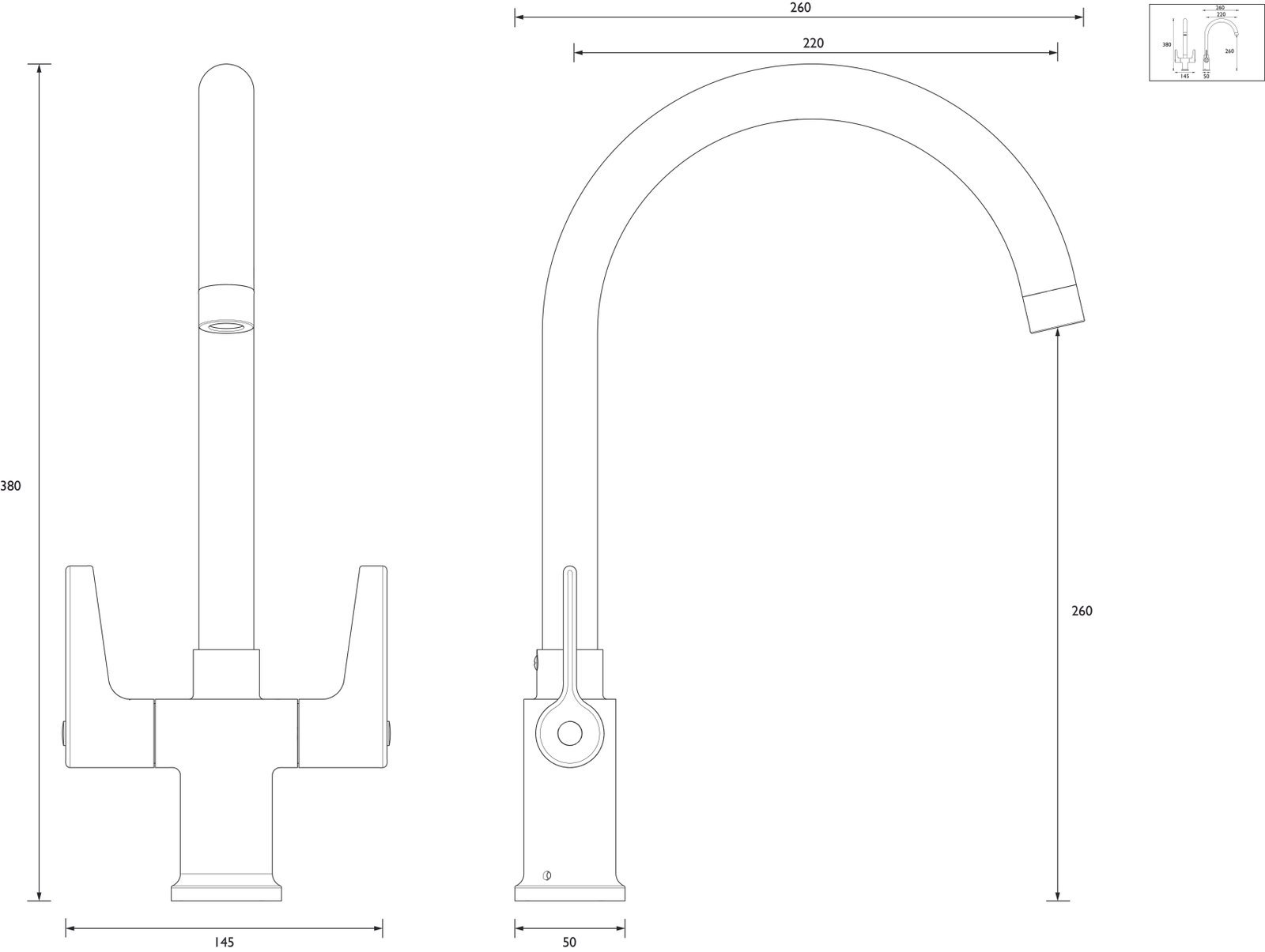Bristan Design Utility Easyfit Lever Mono Kitchen Sink Mixer Tap - Chrome - Image 3