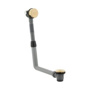 Vado Round Clic-Clac Bath Filler Waste With Overflow - Brushed Gold