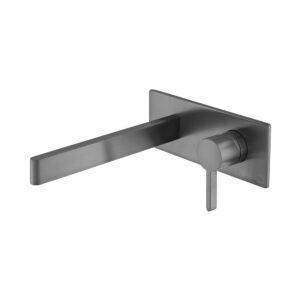 Vado Individual Edit Wall Mounted Basin Mixer Tap With Rectangular Backplate - Brushed Gunmetal