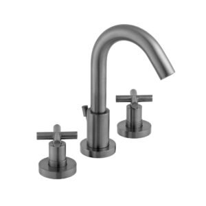 Vado Individual Elements 3 Hole Deck Mounted Basin Mixer Tap with Pop Up Waste - Brushed Gunmetal
