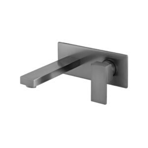 Vado Individual Notion Wall Mounted Basin Mixer Tap With Rectangular Backplate - Brushed Gunmetal