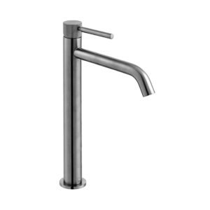 Vado Individual Origins Slimline Tall Mono Basin Mixer Tap with Knurled Handle - Brushed Gunmetal