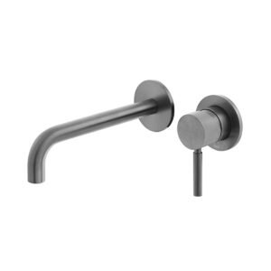 Vado Individual Origins Slimline 2 Hole Wall Mounted Single Lever Basin Mixer Tap with Knurled Handle - Brushed Gunmetal