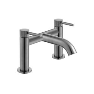 Vado Individual Origins Deck Mounted Bath Filler Tap with Knurled Handles - Brushed Gunmetal