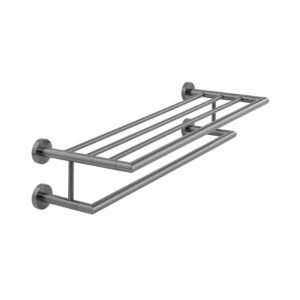 Vado Individual Spa Towel Shelf with Towel Rail - Brushed Gunmetal