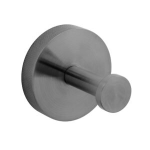 Vado Individual Spa Single Robe Hook With knurled Accents - Brushed Gunmetal
