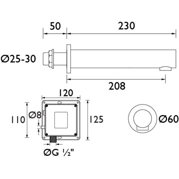 Bristan Infrared Automatic Basin Wall Spout - Chrome - Image 3