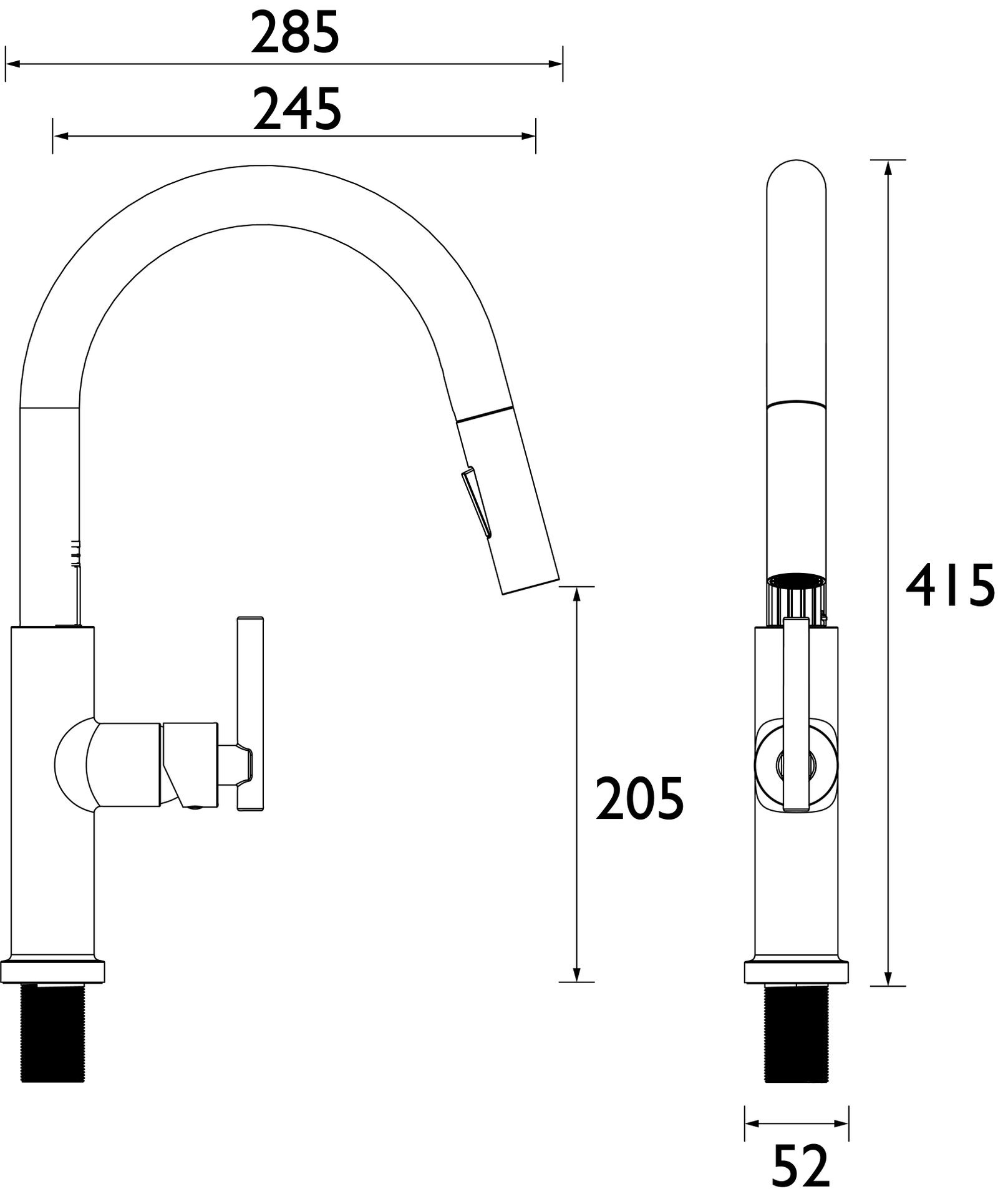 Bristan Jule Pullout Kitchen Sink Mixer Tap - Chrome - Image 3