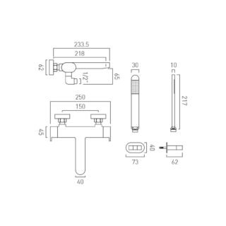 Vado Life Wall Mounted Thermostatic Bath Shower Mixer Tap - Chrome - Image 3