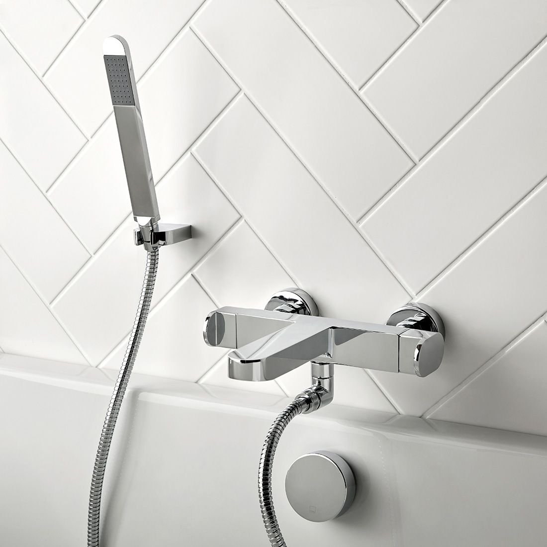 Vado Life Wall Mounted Thermostatic Bath Shower Mixer Tap - Chrome