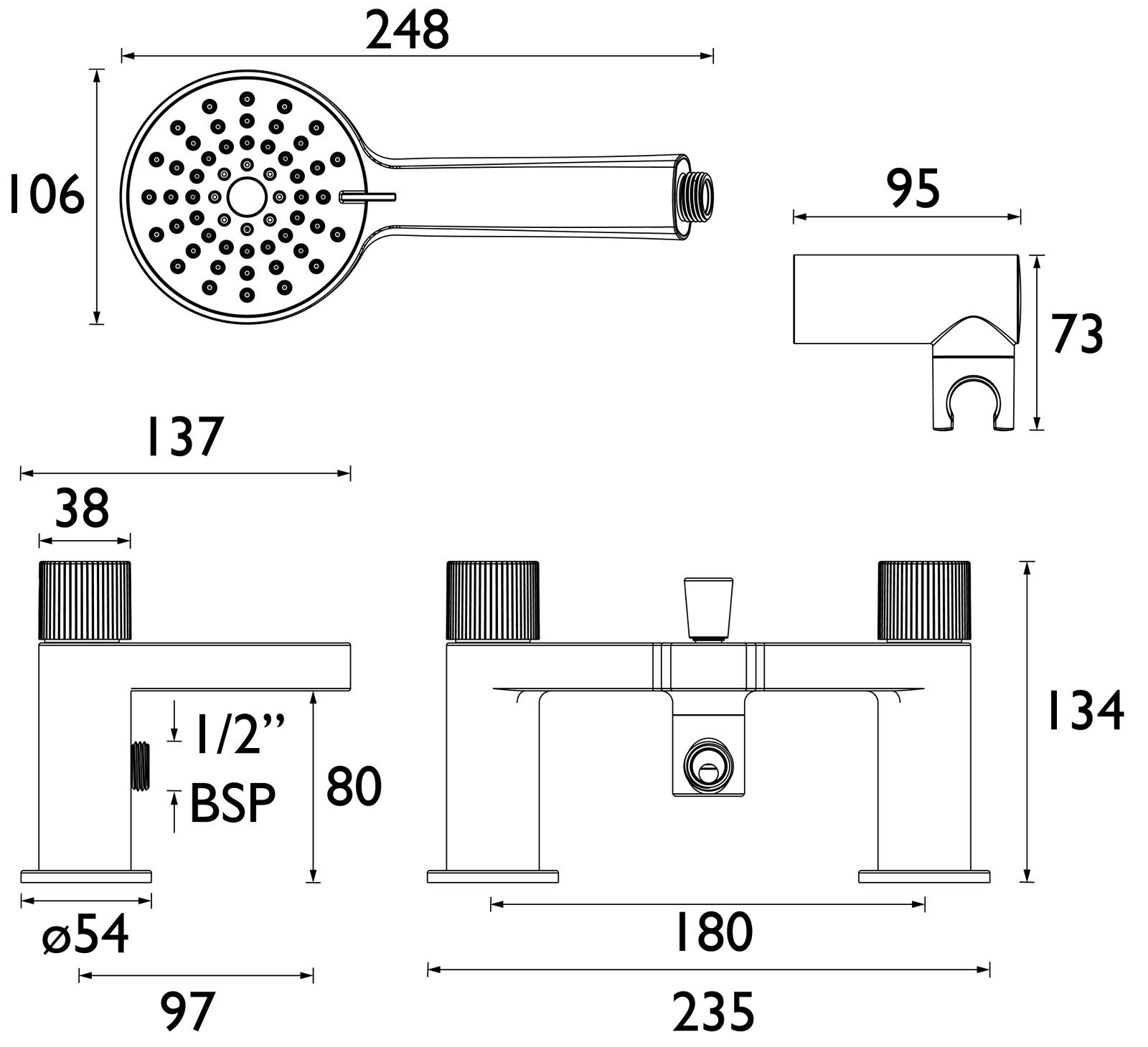 Bristan Liso Bath Shower Mixer Tap - Image 3