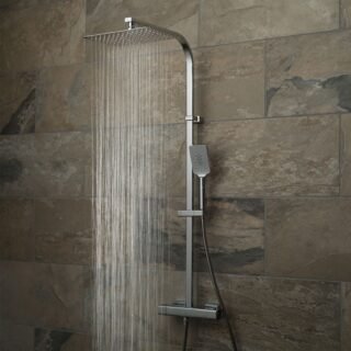 Vado Phase 2 Outlet Square Exposed Thermostatic Adjustable Shower Kit - Chrome - Image 3