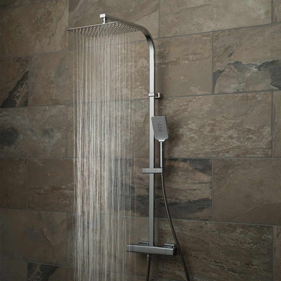 Vado Phase 2 Outlet Square Exposed Thermostatic Adjustable Shower Kit - Chrome - Image 3