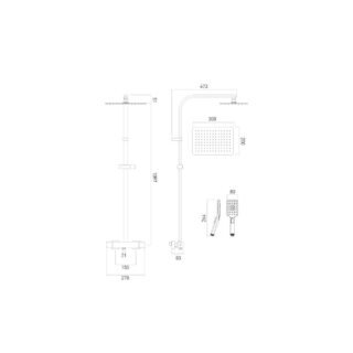 Vado Phase 2 Outlet Square Exposed Thermostatic Adjustable Shower Kit - Chrome - Image 4