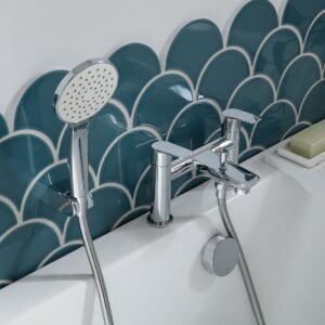 Vado Photon Deck Mounted Thermostatic Bath Shower Mixer Tap - Chrome