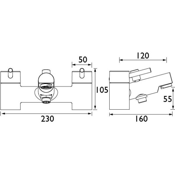 Bristan Prism Eco6 Bath Shower Mixer Tap With Handset, Hose And Bracket -Chrome - Image 2