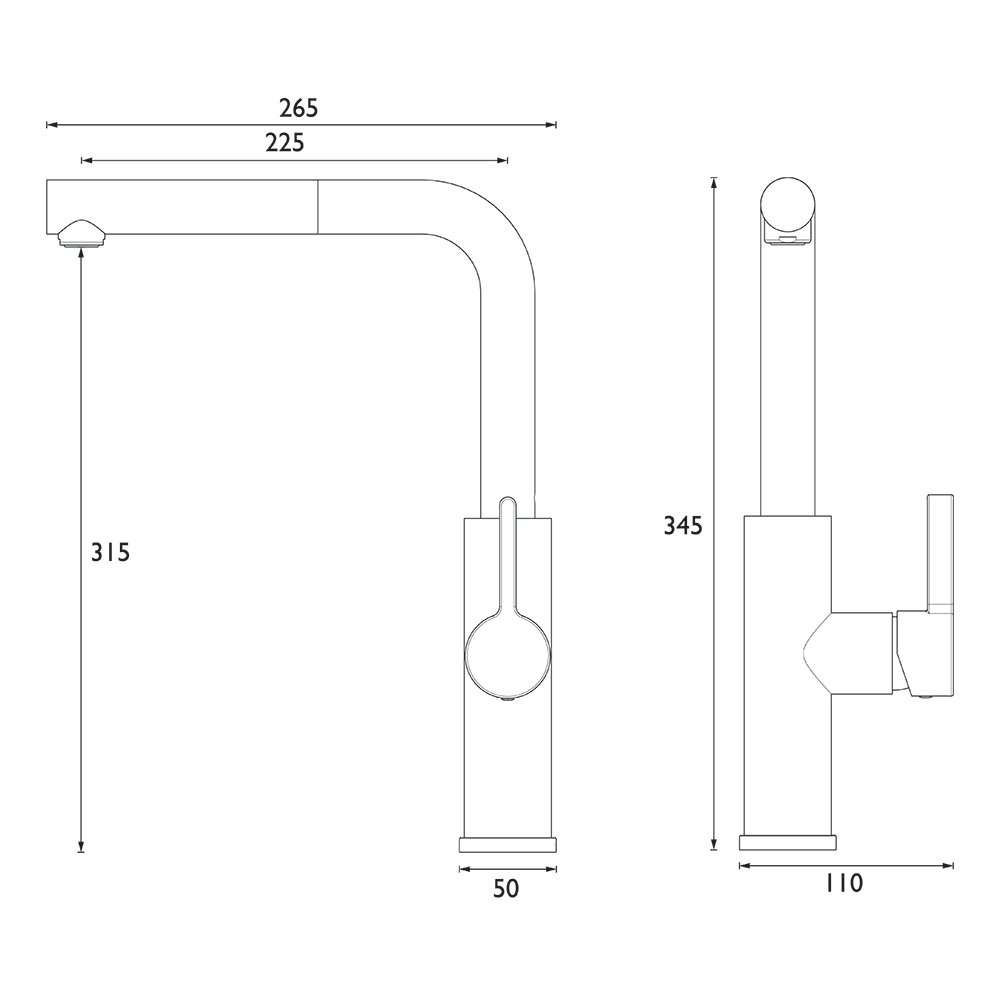 Bristan Profile Pull Out Kitchen Sink Mixer Tap - Chrome - Image 3
