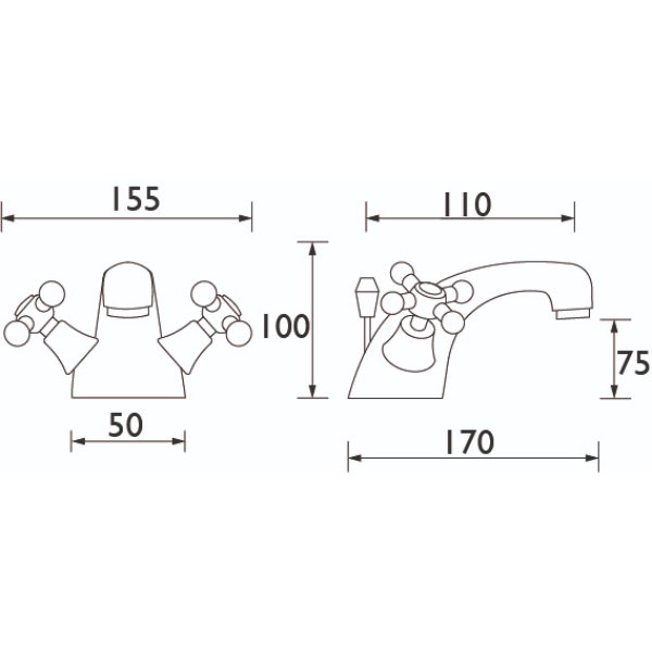 Bristan Regency Basin Mixer Tap With Pop Up Waste - Chrome - Image 2