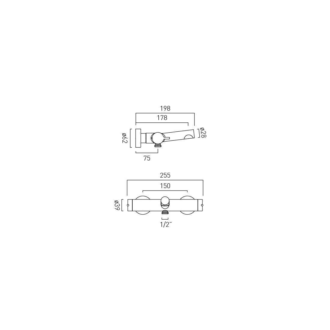 Vado Safari Wall Mounted Exposed Thermostatic Bath Shower Mixer Tap - Image 3
