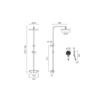 Vado Safari Wall Mounted 2 Outlet Exposed Thermostatic Shower Kit - Image 6