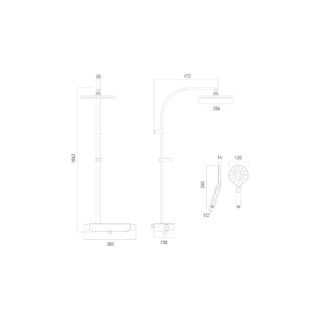Vado Strata 2 Outlet Round Exposed Thermostatic Shower Kit - Chrome - Image 5