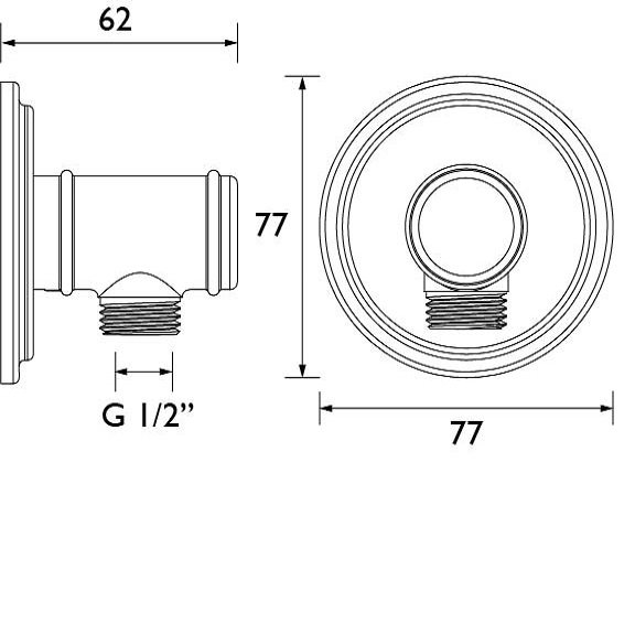 Bristan Traditional Round Shower Wall Outlet Elbow - Chrome - Image 2