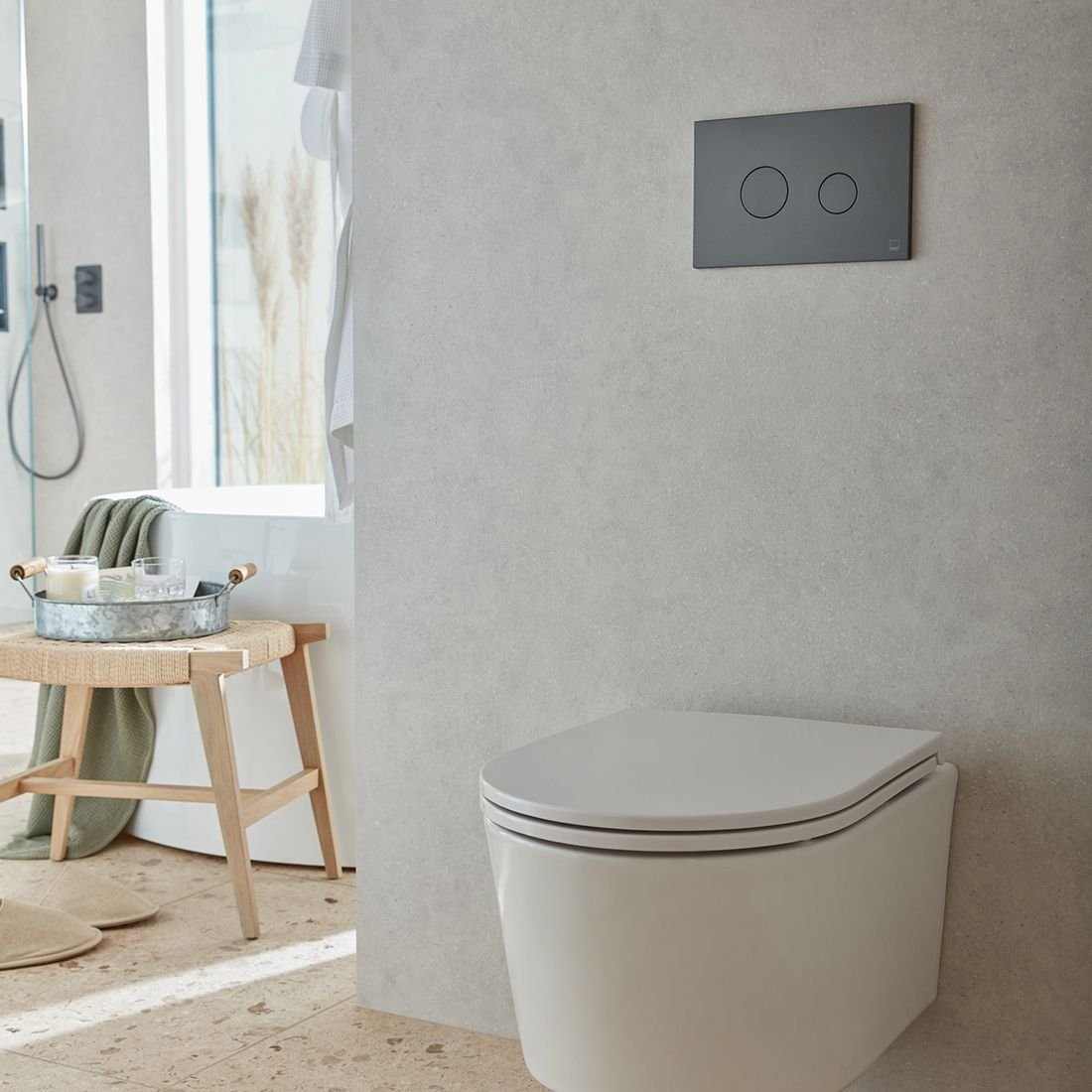 Vado Safari Round Button Dual Flush Plate - Pewter