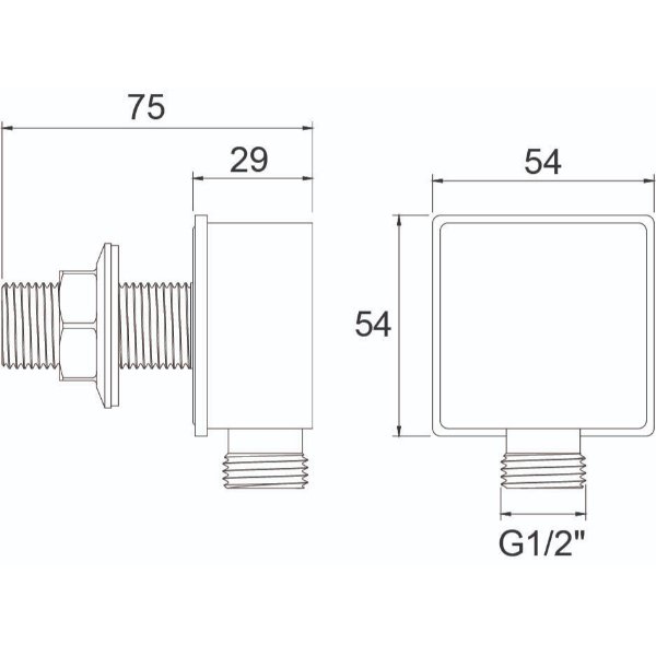 Bristan Square Wall Outlet Elbow - Image 2