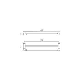 Vado Zoo Double Towel Rail - 600mm Long - Image 4