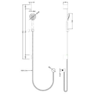 Hudson Reed Slimline Shower Slide Rail Kit - Chrome - Image 2