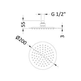 Hudson Reed Round Fixed Shower Head - 200mm Diameter - Image 4