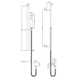 Hudson Reed Sheer Shower Slide Rail Kit With Pencil Handset - Chrome - Image 2
