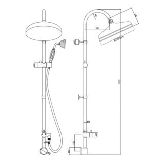 Hudson Reed Traditional Shower Riser Kit With Drencher Head, Handset And Elbow - Chrome/White - Image 3