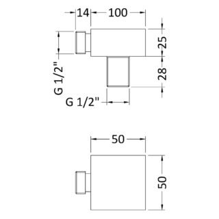 Hudson Reed Square Wall Outlet Elbow - Chrome - Image 2