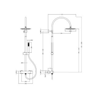 Hudson Reed Luxury Round Thermostatic Bar Mixer Shower With Shower Kit And Fixed Head - Chrome - Image 2
