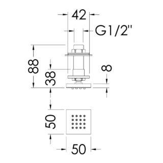 Hudson Reed Square Single Body Jet - 50mm Wide - Chrome - Image 3