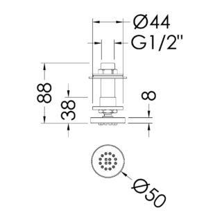 Hudson Reed Round Single Body Jet - 50mm Wide - Chrome - Image 3