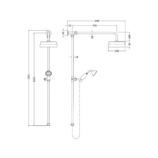Hudson Reed Luxury Shower Riser Kit And Large Fixed Shower Head - Chrome - Image 2