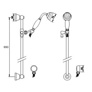 Hudson Reed Traditional Shower Slider Rail Kit With Handset - Image 3