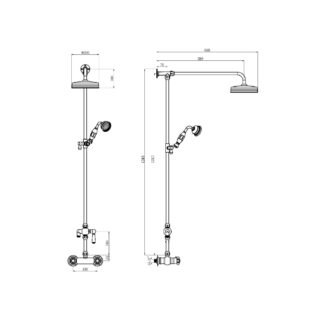 Hudson Reed Traditional 2 Outlet 1 Handle Thermostatic Exposed Shower - Brushed Brass - Image 3
