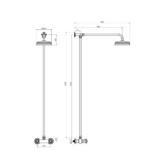 Hudson Reed Traditional 1 Outlet 2 Handle Thermostatic Exposed Shower - Brushed Brass - Image 2